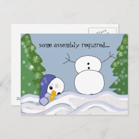 Funny Snowman Scene Feiertagspostkarte (Vorne/Hinten)