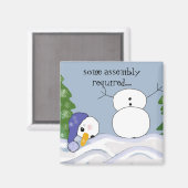 Funny Snowman Scene Magnet (Vorderseite/Rückseite)