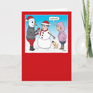 Funny Snowman Showoff Christmas Card Feiertagskarte