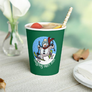 Funny Snowman Skifahren Weihnachts-Party Jahr Cart Pappbecher