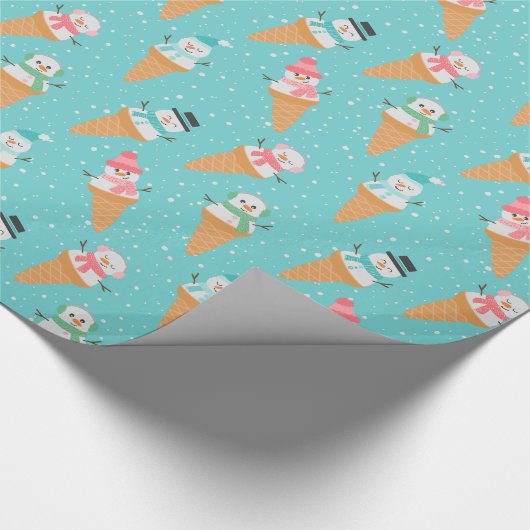 Funny Snowman Snow Cone Winterurlaub oder Geburtst Geschenkpapier (Ecke)