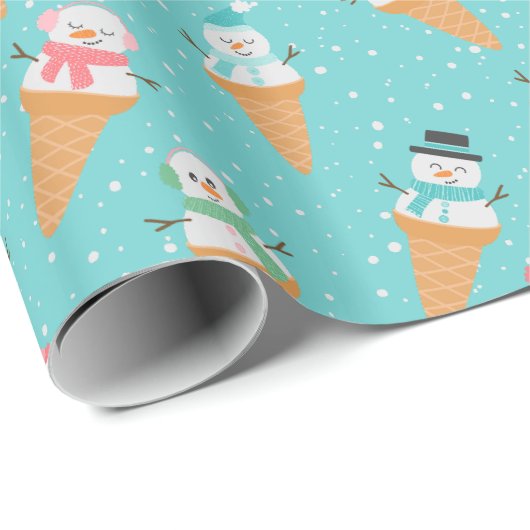 Funny Snowman Snow Cone Winterurlaub oder Geburtst Geschenkpapier (Rolleneckpunkt)