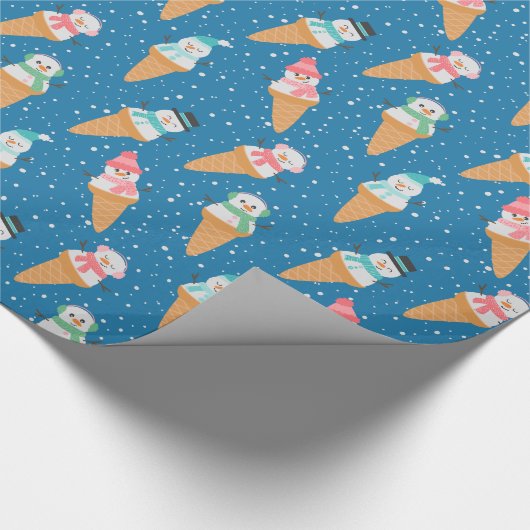 Funny Snowman Snow Cone Winterurlaub oder Geburtst Geschenkpapier (Ecke)