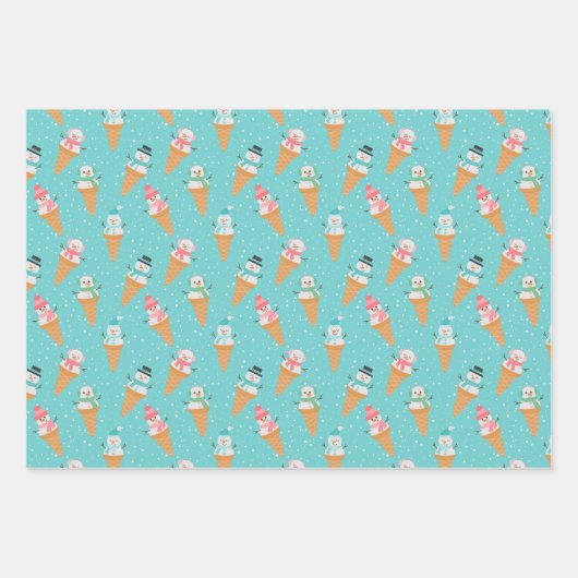 Funny Snowman Snow Cone Winterurlaub oder Geburtst Geschenkpapier Set (Vorderseite 2)