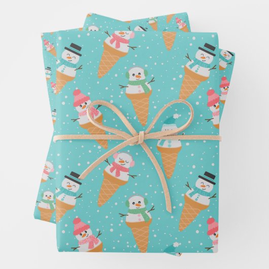 Funny Snowman Snow Cone Winterurlaub oder Geburtst Geschenkpapier Set (Beispiel)