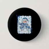 Funny Snowman Snowflake Merry Christmas Xmas Famil Button (Vorderseite)