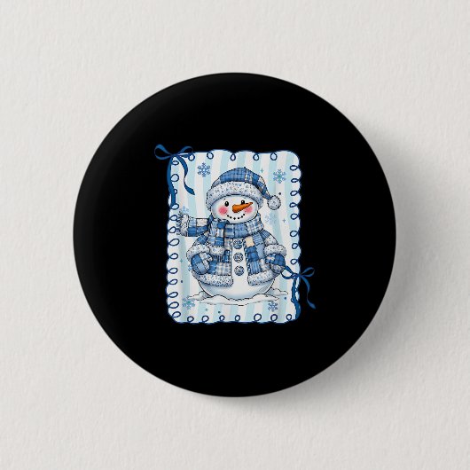 Funny Snowman Snowflake Merry Christmas Xmas Famil Button (Vorderseite)