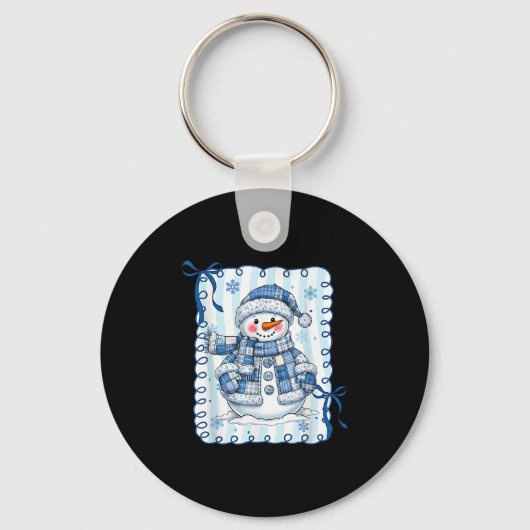 Funny Snowman Snowflake Merry Christmas Xmas Famil Schlüsselanhänger (Vorderseite)