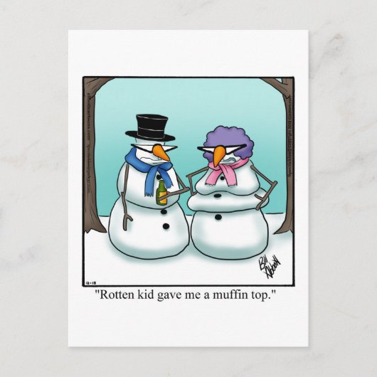 Funny Snowman Spaß Holiday Postcard Feiertagspostkarte (Vorderseite)