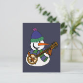 Funny Snowman Spielen Banjo Artwork Postkarte (Stehend Vorderseite)