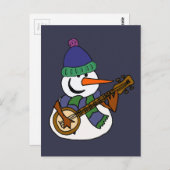 Funny Snowman Spielen Banjo Artwork Postkarte (Vorne/Hinten)