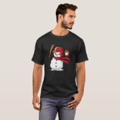 Funny Snowman spielt Baseball T-Shirt (Vorne ganz)