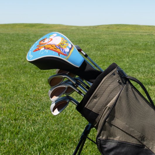 Funny Snowman Surfer Custom Text Golf Head Cover Golf Headcover (In SItu)