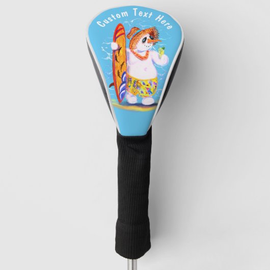 Funny Snowman Surfer Custom Text Golf Head Cover Headcover (Vorderseite)