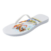 Funny Snowman Surfer Flip Flops Badesandalen (Schrägansicht)