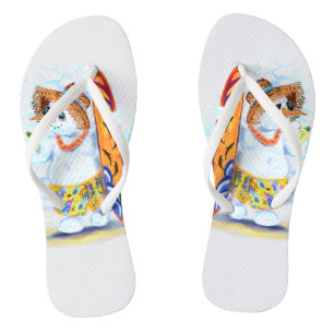 Funny Snowman Surfer Flip Flops Badesandalen