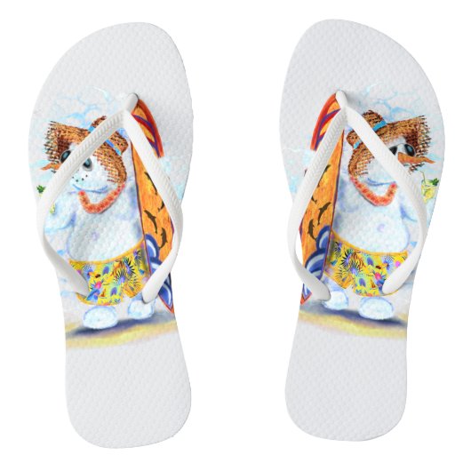 Funny Snowman Surfer Flip Flops Badesandalen (Fußbett)