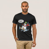 Funny Snowman Testing Gravity – Winter Ski Joke T-Shirt (Vorne ganz)