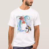 FUNNY SNOWMAN UND PENGUIN'S WINTER SERENADE T-Shirt (Vorderseite)