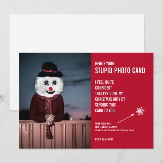Funny Snowman Weihnachten Weihnachtskippe Fotokart (Vorne/Hinten)
