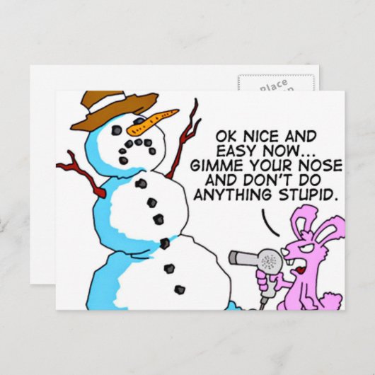 Funny Snowman Weihnachtspostcard Feiertagspostkarte (Vorne/Hinten)