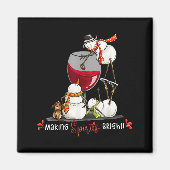 Funny Snowman Wine Christmas Holiday  Magnet (Vorne)