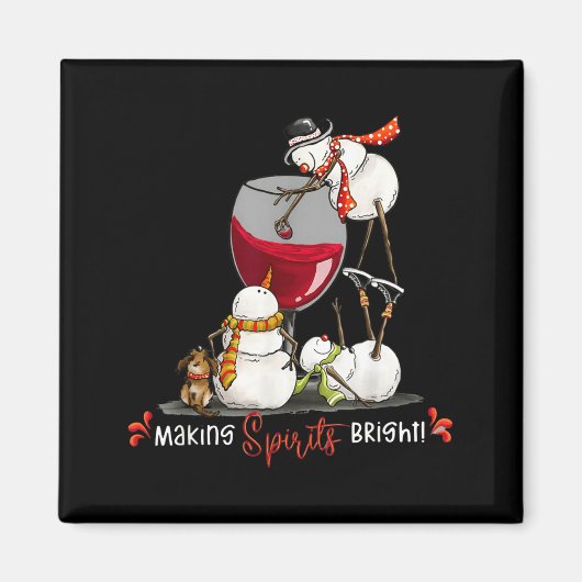 Funny Snowman Wine Christmas Holiday  Magnet (Vorne)
