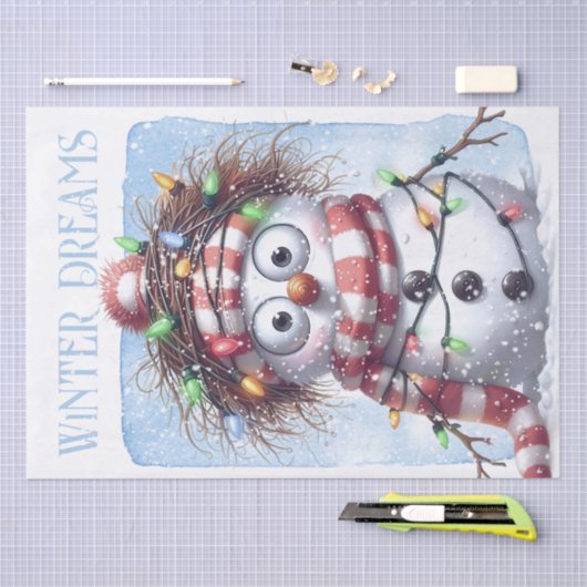 Funny Snowman Winter Weihnachtsbeleuchtung Seidenpapier (Handwerk)