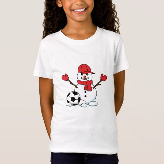 Funny Snowman with Soccer Ball T-Shirt (Vorderseite)