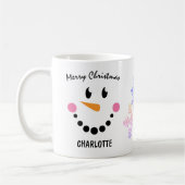 Funny Snowman's Face, Pink Cheeks, Frohe Weihnacht Kaffeetasse (Links)
