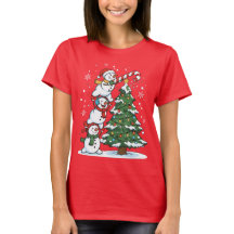 Funny Snowmen and Christmas Tree Cute Holiday 