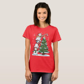 Funny Snowmen and Christmas Tree Cute Holiday  T-Shirt (Vorne ganz)