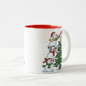 Funny Snowmen and Christmas Tree Cute Holiday Zweifarbige Tasse (VorderseiteRechts)