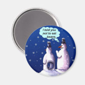 Funny Snowmen Cartoon Magnet (Vorderseite/Rückseite)