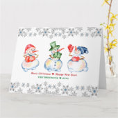 Funny Snowmen Frohe Weihnachtskristalle Snowflakes Karte (Gelbe Blume)