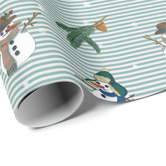 Funny Snowmen Geschenkpapier (Rolleneckpunkt)