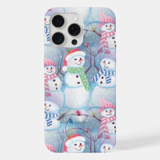 Funny Snowmen Weihnachtsbaum String Lights Muster iPhone Hülle (Rückseite)