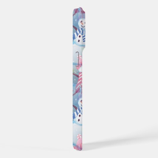 Funny Snowmen Weihnachtsbaum String Lights Muster iPhone Hülle (Rechte Seite)