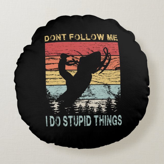 Funny Snowmobiling Rundes Kissen (Vorderseite)