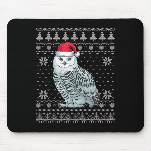 Funny Snowy Owl Ugi Weihnachtssüß Weihnachten Weih Mousepad (Vorne)