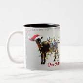 Funny SO Good Christmas Goat Zweifarbige Tasse (Links)