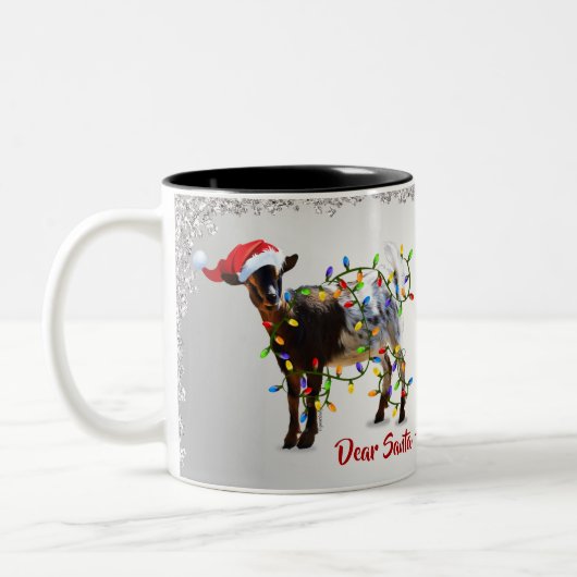 Funny SO Good Christmas Goat Zweifarbige Tasse (Links)