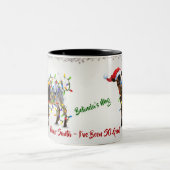 Funny SO Good Christmas Goat Zweifarbige Tasse (Mittel)