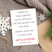 Funny Sobriety Christmas Card, Simple Sober Xmas