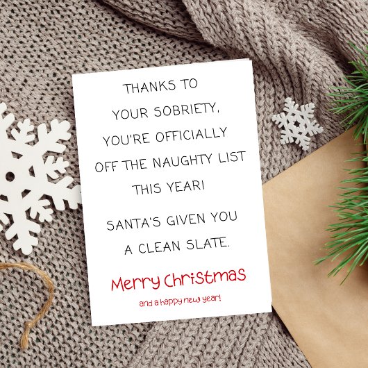 Funny Sobriety Christmas Card, Simple Sober Xmas Karte