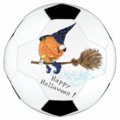 Funny Soccer Ball Halloween Hexenkürbis Flying (Vorderseite)