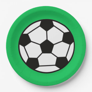 Funny Soccer Ball im grünen Hintergrund Pappteller