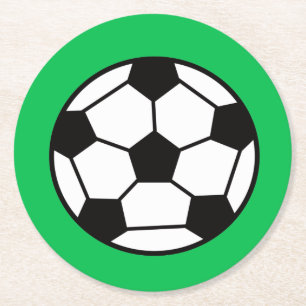 Funny Soccer Ball im grünen Hintergrund Runder Pappuntersetzer