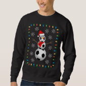 Funny Soccer Ball Snowman Weihnachtsmannmütze Scar Sweatshirt (Vorderseite)