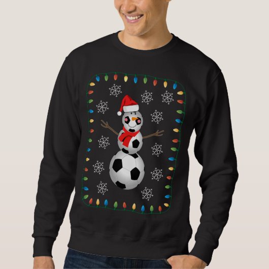 Funny Soccer Ball Snowman Weihnachtsmannmütze Scar Sweatshirt (Vorderseite)